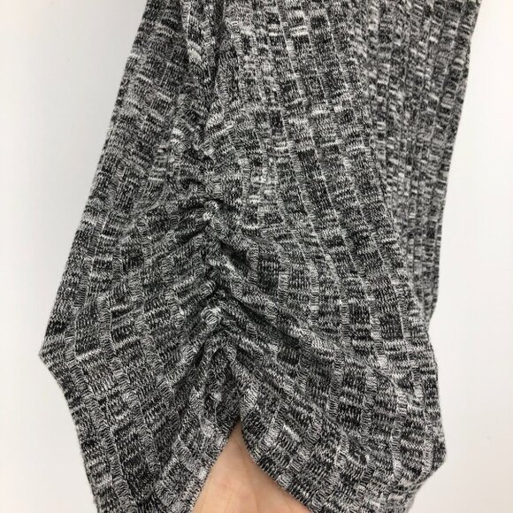 Warehouse one marled grey ribbed knit sleeveless turtleneck ruched sides - Picture 11 of 13